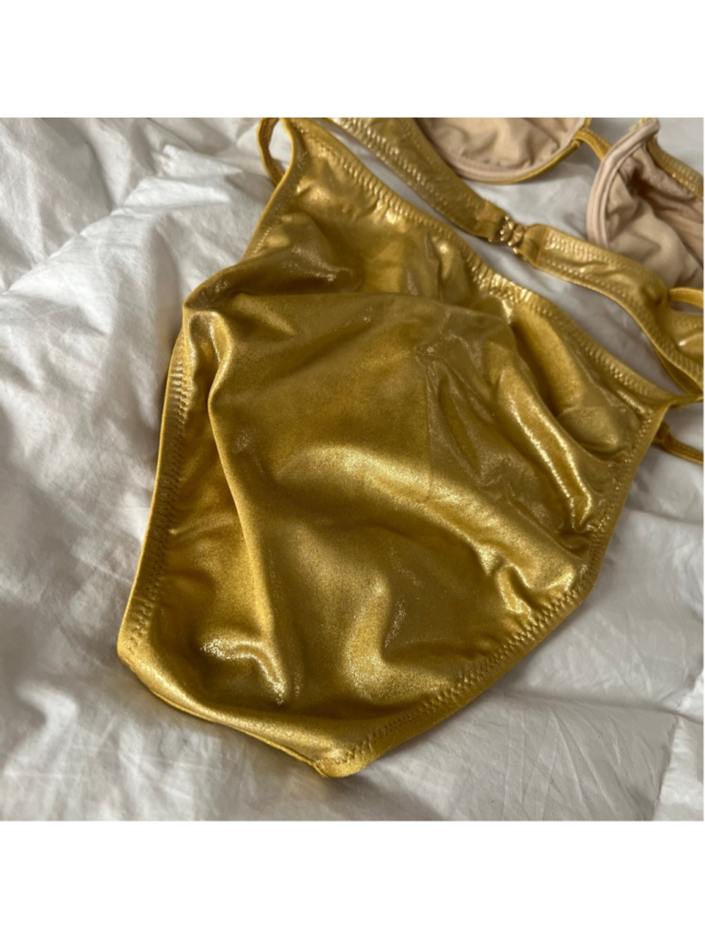 Vintage Gottex Gold Metallic Dazzle Bikini Set Size 8 XS/S RARE - Picture 9 of 10